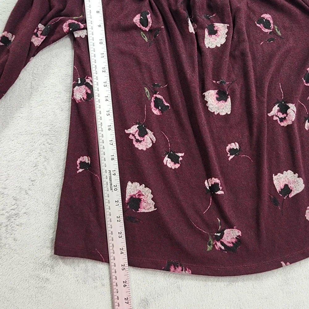 NEW Maurices Top Womens XL Purple Floral Off Shoulder Long Sleeve Peasant Casual
